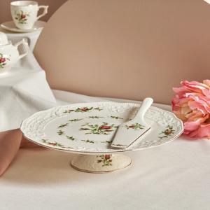 Karaca Vintage Rose 2 Parça Spatulalı Kek Servis Seti 30 cm Krem