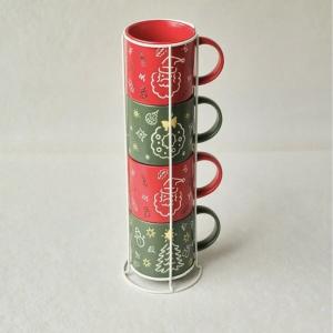 Karaca New Year Yılbaşı Angel 4 Kişilik Standlı Kupa Seti 540 ml