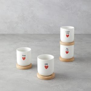 English Home Lovely Stoneware 8 Parça 4 Kişilik Fincan 150 ml Kırmızı